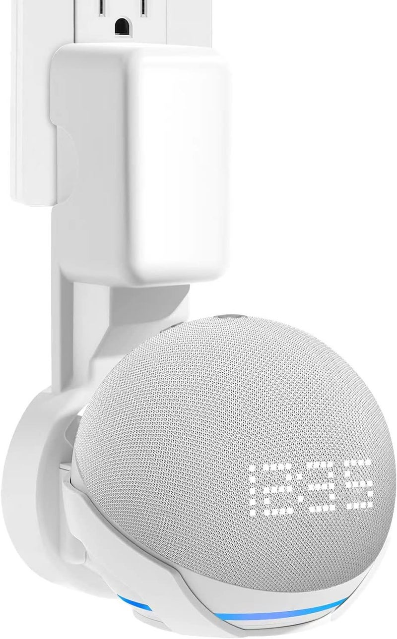 ZUOLACO Wall Mount Holder for Echo Dot 5th Generation, Outlet Hanger Stand for Echo Dot (5th & 4th Gen), Space-Saving Dot Accessories with Built-in Cable Management, Hide Messy Wires, White - Image 1